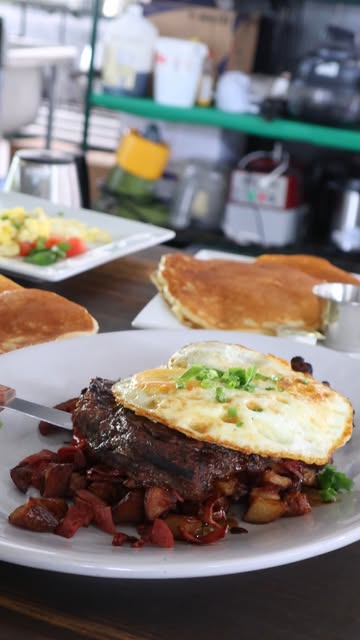 Pancakes with poached egg