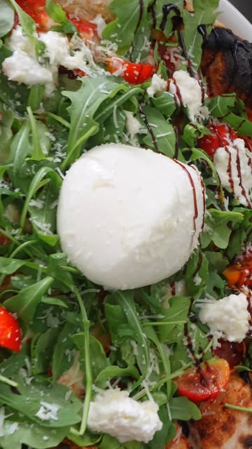 Brunch pizza with poached egg